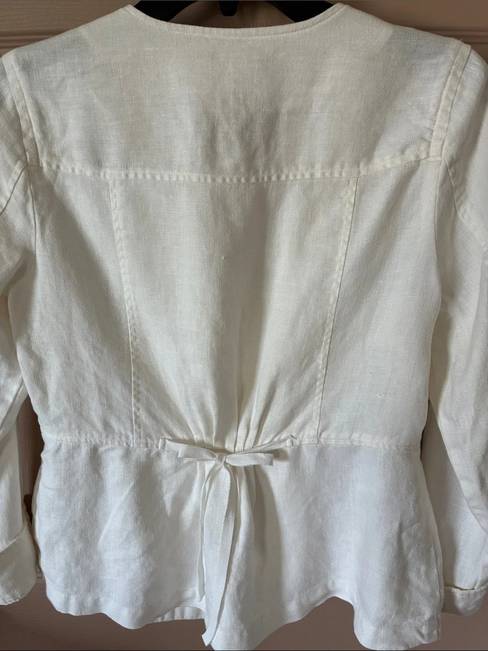 Charter Club Ivory Peplum Button-Front Jacket